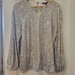 Cable & Gauge Silver Sequin Blouse